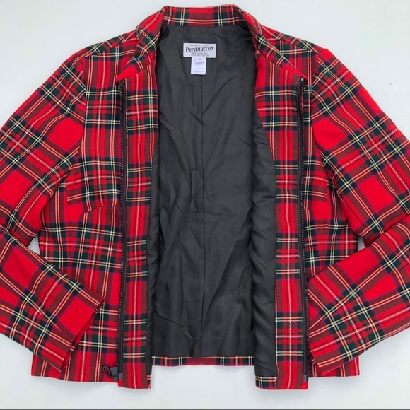 Vintage Pendleton Red Plaid Full Zip Jacket Size L - Picture 5 of 7